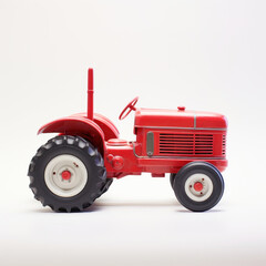 Obraz premium Red color tractor on white background.