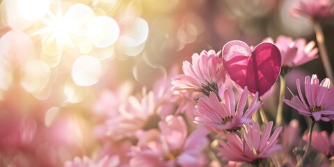 Happy valentine's day, fine daisy color tone design, Blur and Select focus background. 