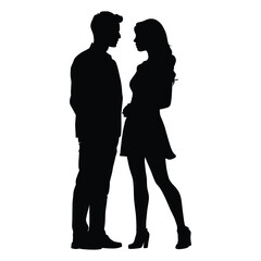 silhouette of a couple lover on white background