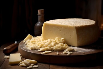 Culinary Art: Large Parmesan Wheel in Photography