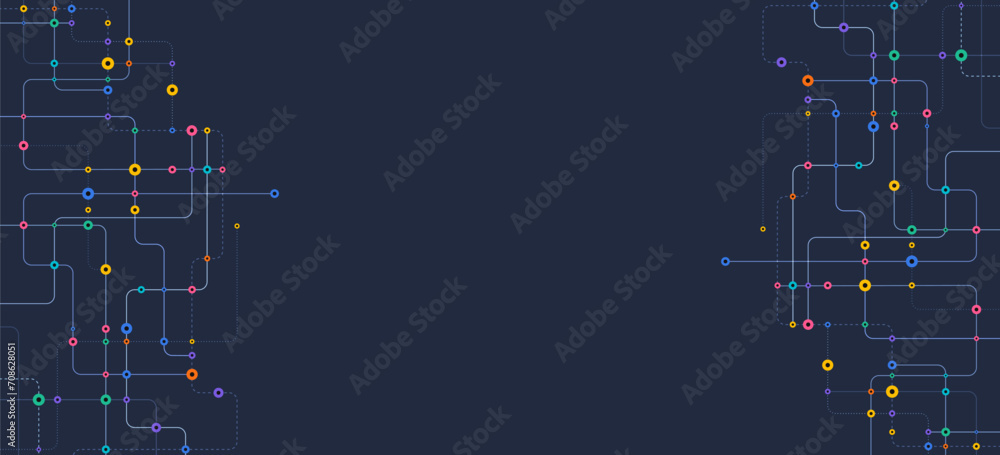 Poster circuit connect lines and dots. network technology and connection concept. decentralized network nod