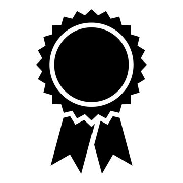 Black award medal icon on white background