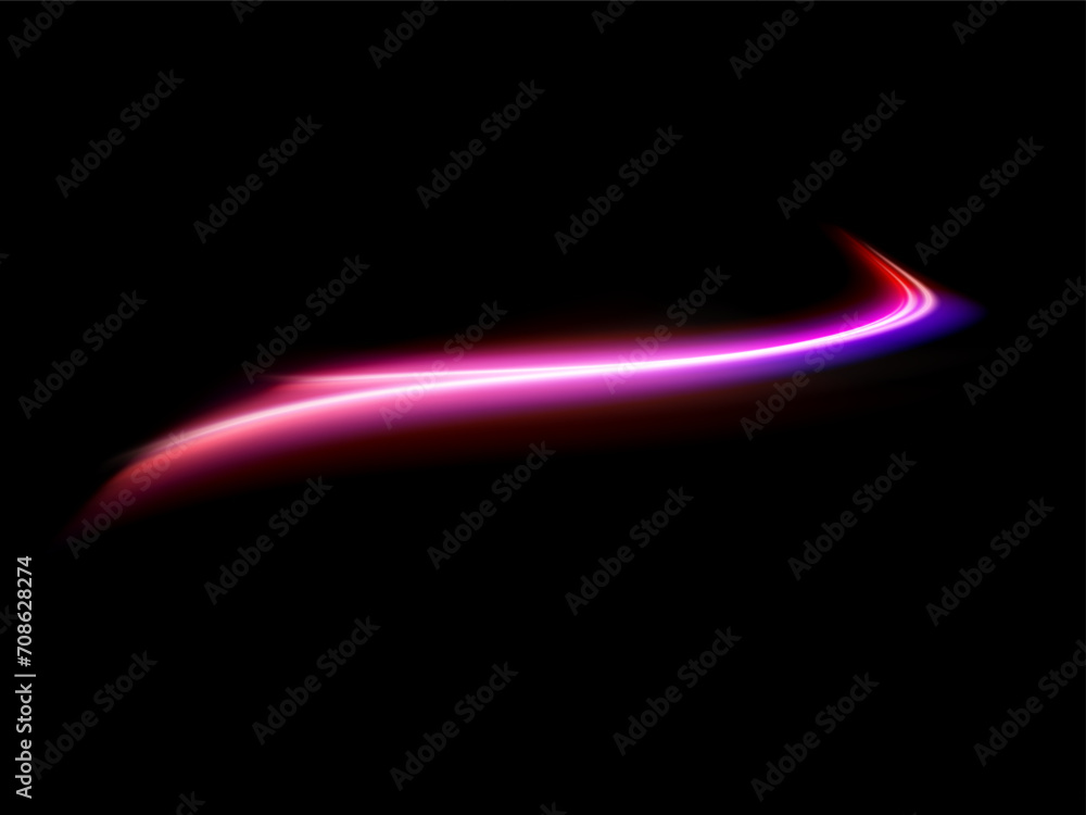 Poster pink glowing shiny lines effect vector background. luminous white lines of speed. light glowing effe