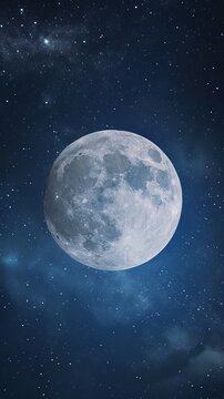 Night Sky With Full Moon and Stars Illuminating the Darkness