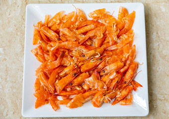 Shrimp shells and heads in fine detail