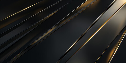 Wellenmotiv in leuchtenden gold mit schwarzen Farben als Hintergrundmotiv für Webdesign im Querformat für Banner, ai generativ
