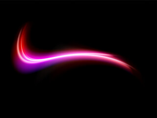 Pink glowing shiny lines effect vector background. Luminous white lines of speed. Light glowing effect. Light trail wave, fire path trace line and incandescence curve twirl.