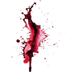 Dramatic Wine Red Paint Splatter Against transparent Backdrop