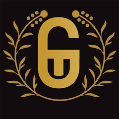 Obraz premium GT letter branding logo design with a leaf.. 