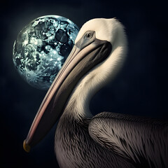 pelican below moon natural lighting