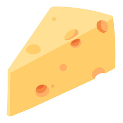 Triangular piece of cheese with holes. Maasdam holland cheese