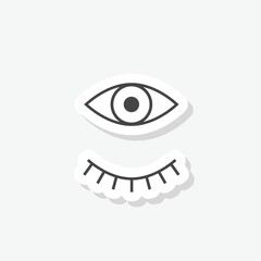 Eyes open and closed icon sticker isolated on gray background