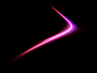 Vector glowing light lines. Neon light, light effect PNG. pink line light PNG, magical glow, shine.