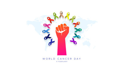 4 february, World Cancer Day. Fight tips trics and rid cancer vector illustration. Cancer awareness poster banner design.
