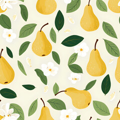 Obraz premium seamless pattern with pears on light background