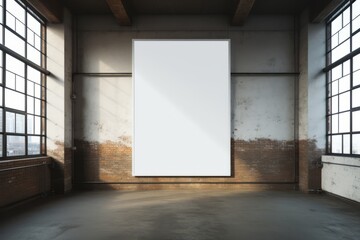 A blank poster mock-up in an industrial loft