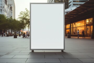 A blank poster template in a vibrant street market