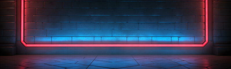 Futuristic background with red and blue neon light effect