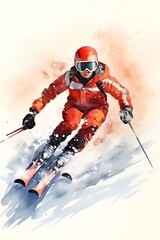 ski athlete, in watercolor style, generative ai