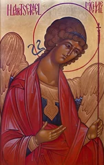 Poster BRUGES, BELGIUM - JUNE 13, 2014: Saint archangel Michael  in st. Constanstine and Helena orthodx church (2007 - 2008). © Renáta Sedmáková