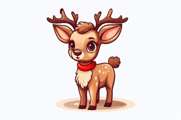 Adorable reindeer clip art with a red Rudolph nose