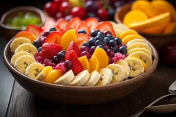 Bananas in a colorful fruit salad