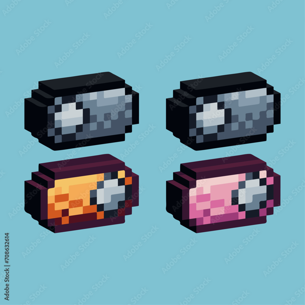Poster isometric pixel art 3d of slide active icon for items asset.slider on icon on pixelated style.8bits 