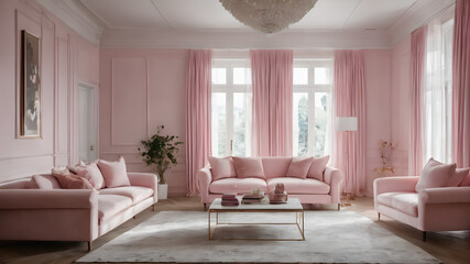 A light Pink living room