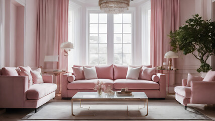 A light Pink living room
