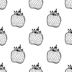 Seamless pattern with strawberry doodle for decorative print, wrapping paper, greeting cards, wallpaper and fabric