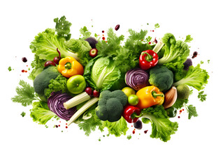 An exquisite composition of salad ingredients arranged in a harmonious spiral, showcasing a variety of textures and colors