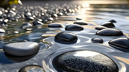 Stone, Grey, Grey stones, Water, drops, spa stones and drops, HD wallpaper, HD background,