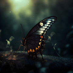 butterfly behind black background
