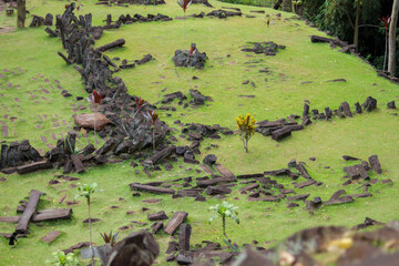 the formation of pyramidal rock structures at the Gunung Padang megalithic site