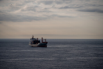 Container ship in the Meditarranean sea.