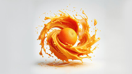 Orange juice splash twist around and swirled around