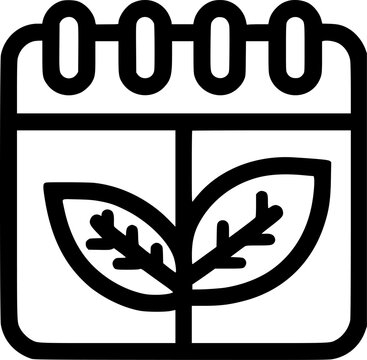 recommend clip art: Calendar with leaf plant line icon, outline vector sign, linear style sign, symbol, vector, art