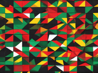 Naklejka premium Abstract red, yellow, green color flag on black paper background - generated by ai