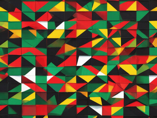 Abstract red, yellow, green color flag on black paper background - generated by ai