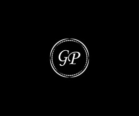 Abstract  GP letter logo. black background.
