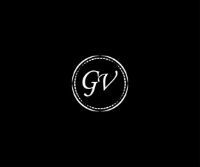  Abstract GV Letter Logo. Black Background.