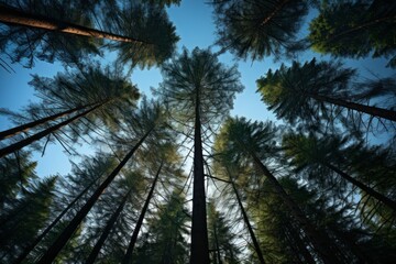 Fototapeta premium Majestic evergreens reaching for the sky in the forest