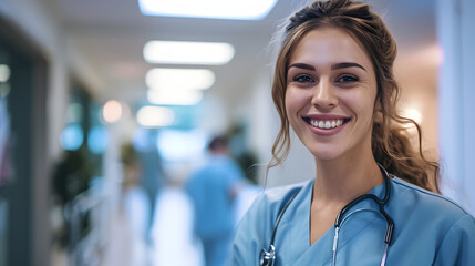 Fototapeta premium Portrait of smiling female nurse