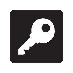 Key icon vector. Key logo design. Key vector icon illustration in square isolated on white background