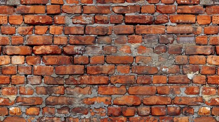 Naklejka premium Crumbling Brick Wall With Extensive Cracks and Weathering