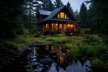 Remote cabin nestled in nature's embrace, a peaceful retreat