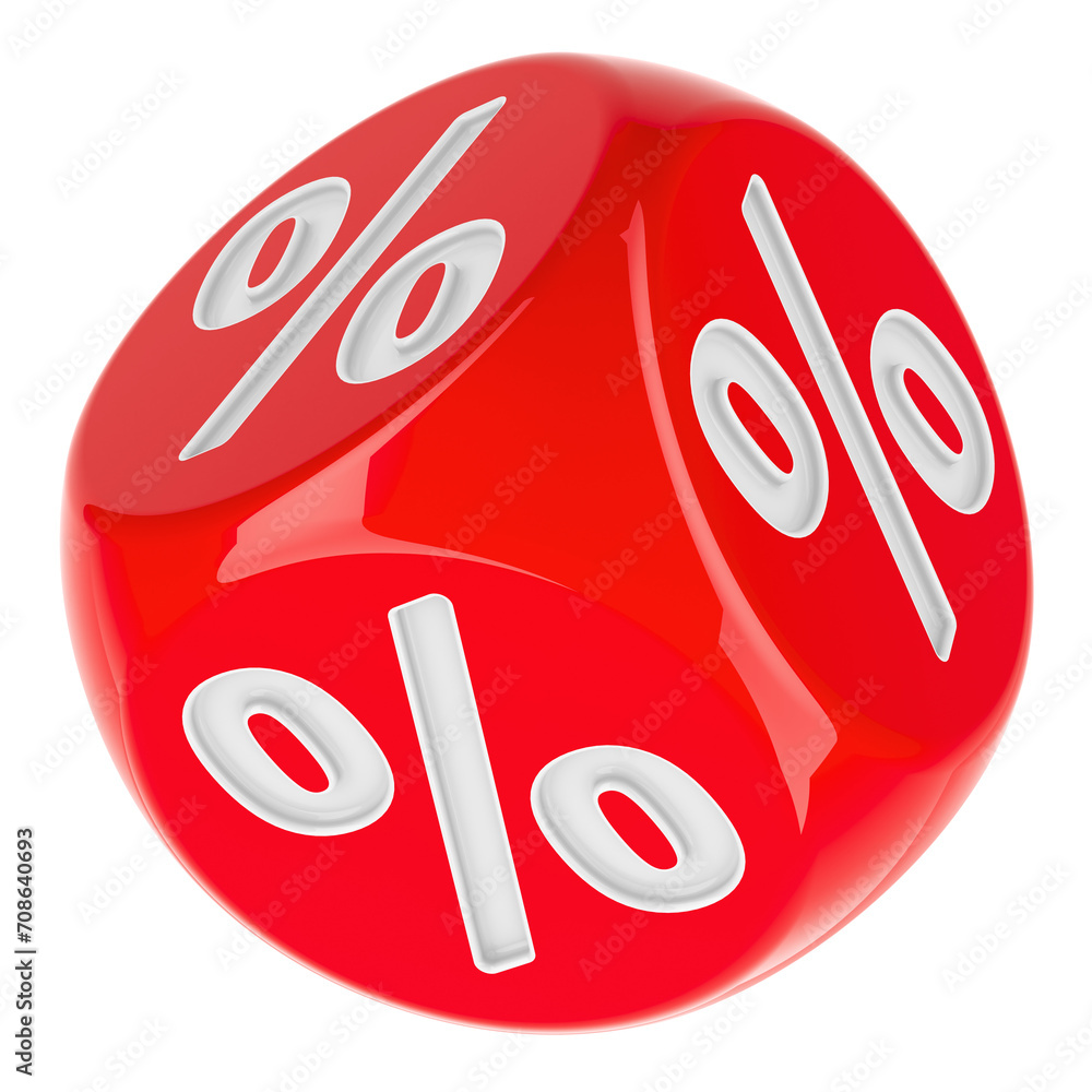 Aufkleber red discount cube, 3d rendering isolated on transparent background