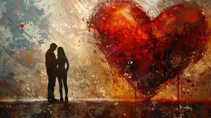 Romantic couple in love. Colorful background