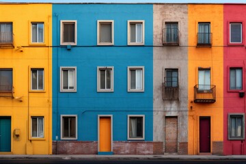 Fototapeta na wymiar Colorful buildings lining a vibrant city street