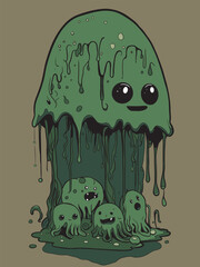 dripped mushroom hand drawing illustration